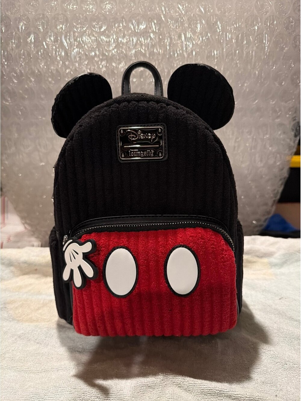 Loungefly Disney Mickey Mouse Plush Corduroy Cosplay Backpack NWT